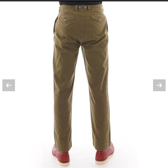 Nigel Cabourn Lybro pleated chinos , Army green, Size 28 L75 - Picture 4 of 15